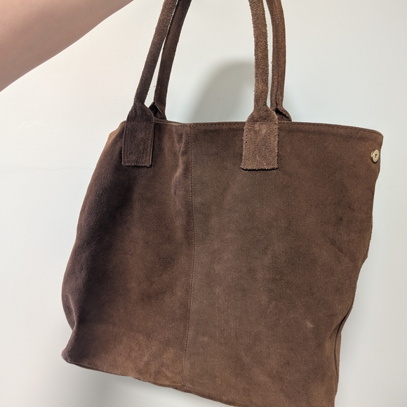 Le Chateau Chocolate Brown Suede Tote - Picture 4 of 4